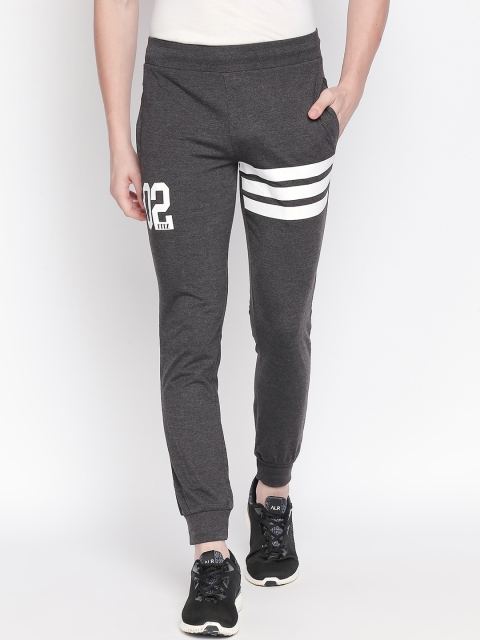 FiTZ Men Charcoal Grey Solid Slim Fit Joggers