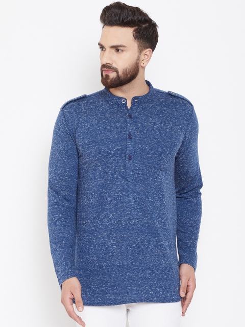 

Hypernation Men Blue Solid Straight Kurta