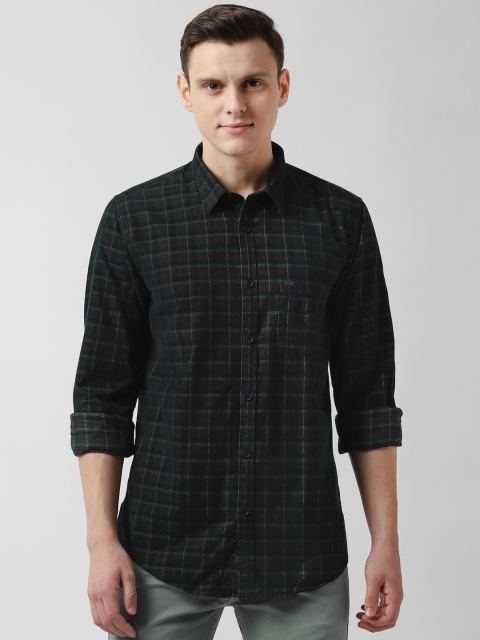 

Peter England Casuals Men Black & Green Slim Fit Checked Casual Shirt
