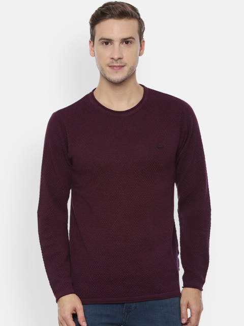 

Van Heusen Sport Men Maroon Self Design Sweater