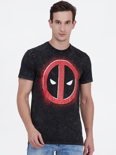

Free Authority Men Black Deadpool Printed Round Neck T-shirt
