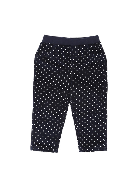 

Pantaloons Baby Girls Navy Blue Straight Fit Printed Regular Trousers