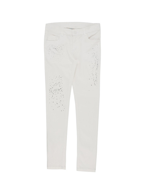 

Pantaloons Junior Girls White Regular Fit Solid Regular Trousers