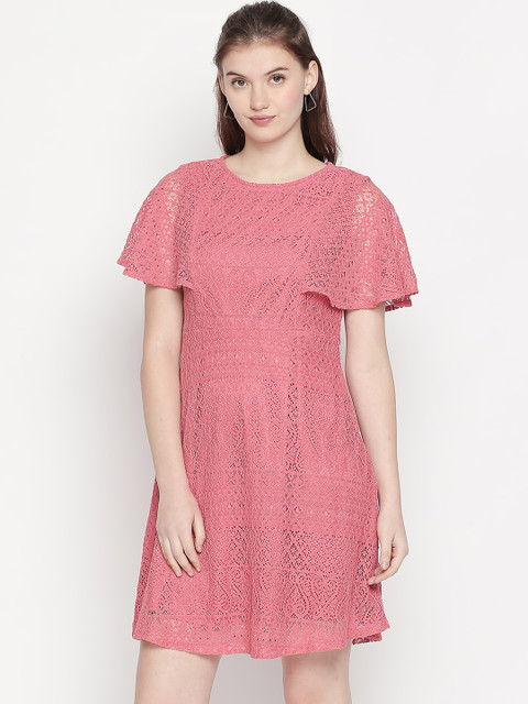 

Honey by Pantaloons Women Self Design Pink Fit and Flare Dress