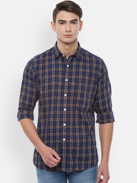 

Allen Solly Men Navy Blue Slim Fit Checked Casual Shirt
