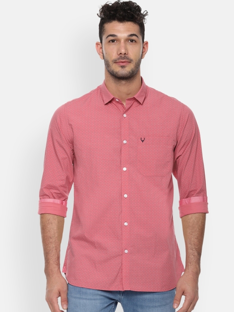 

Allen Solly Men Pink Slim Fit Printed Casual Shirt