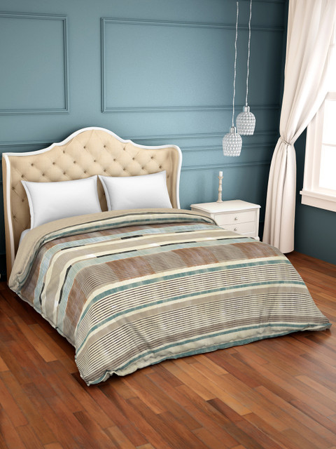 

SPACES Brown Striped AC Room 150 GSM Double Bed Comforter