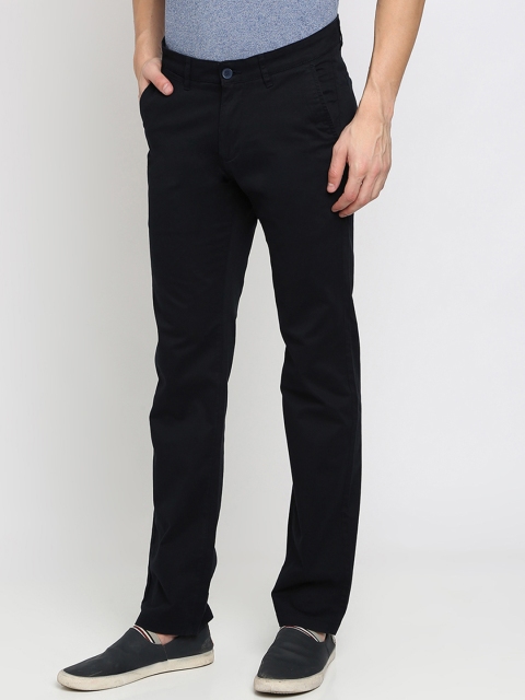

Crocodile Men Navy Blue Slim Fit Solid Regular Trousers