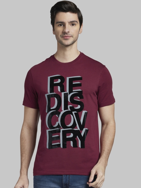 

Parx Men Red Printed Round Neck T-shirt