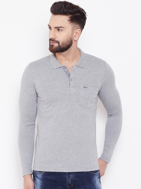 

Adobe Men Grey Solid Polo Collar T-shirt