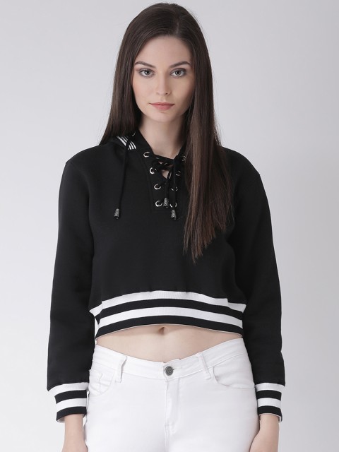 

Texco Women Black Solid Hooded Sweatshirt