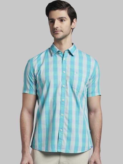 

Parx Men Green & Grey Slim Fit Checked Casual Shirt