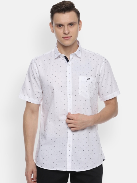 Van Heusen Sport Men White Slim Fit Printed Casual Shirt