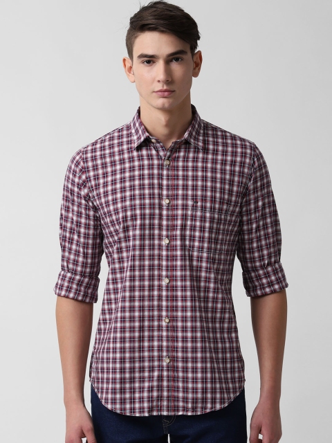 

Peter England Casuals Men Red & Blue Slim Fit Checked Casual Shirt