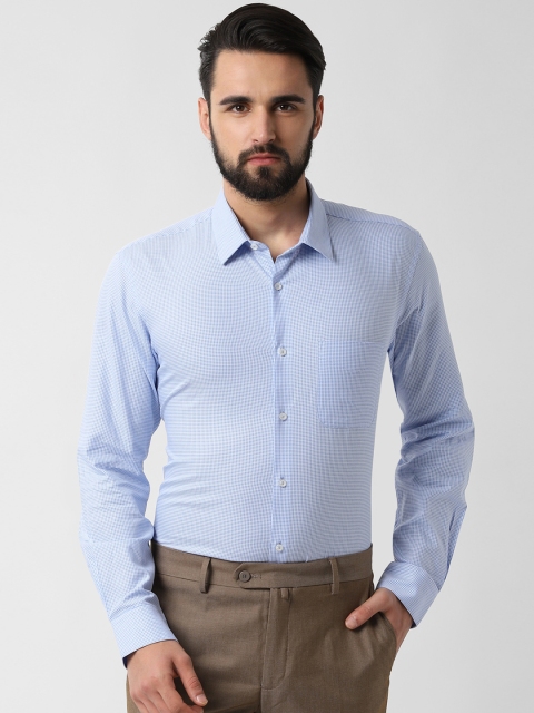 

Peter England Men Blue Regular Fit Checked Formal Shirt