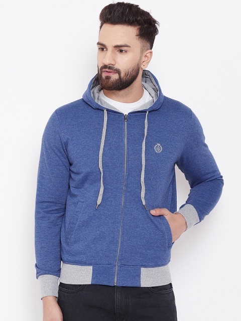 

Adobe Men Blue Colourblocked Hooded Sweatshirt