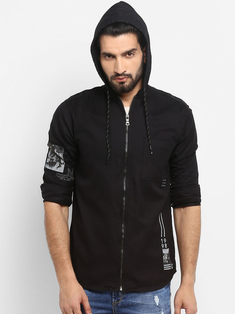 

Mufti Men Black Slim Fit Solid Casual Shirt