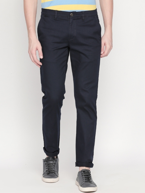 

BYFORD by Pantaloons Men Navy Blue Slim Fit Solid Regular Trousers