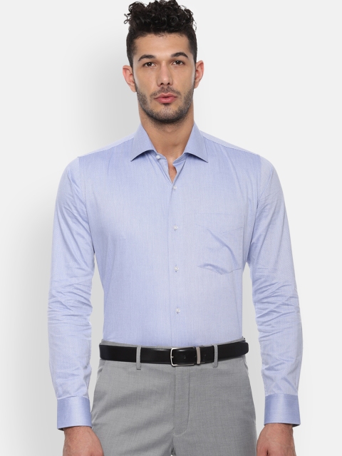 

Van Heusen Men Blue & White Slim Fit Self Design Formal Shirt