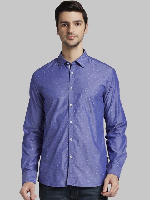 

Parx Men Blue Slim Fit Self Design Casual Shirt