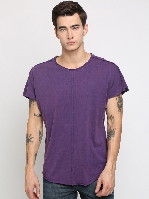 

Breakbounce Men Purple Solid Round Neck T-shirt