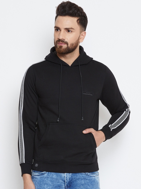 

Okane Men Black Solid Hooded Sweatshirt