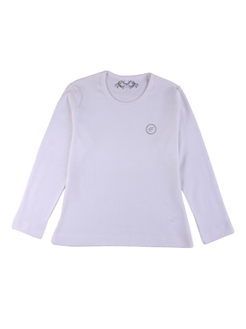 

FEMEA Girls White Solid Knitted A-Line Top