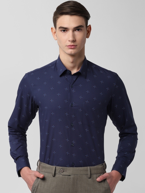 

Peter England Men Navy Blue Regular Fit Printed Formal Shirt