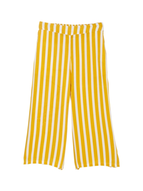

Cub McPaws Girls Mustard & White Striped Flared Palazzos