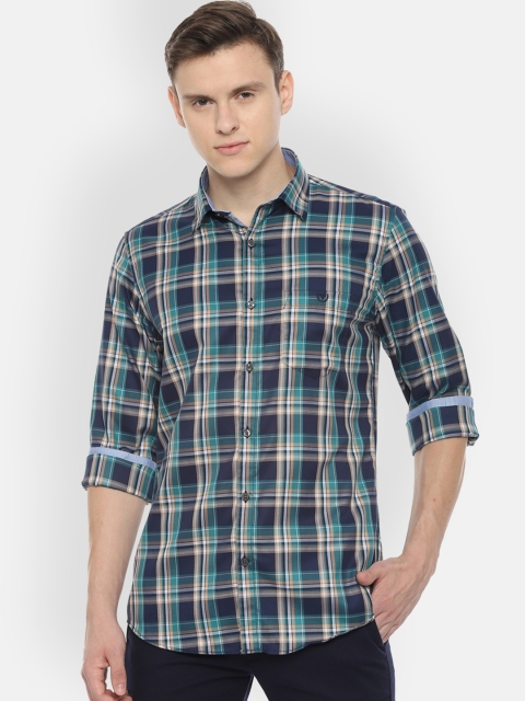 

Van Heusen Sport Men Navy Blue Slim Fit Checked Casual Shirt