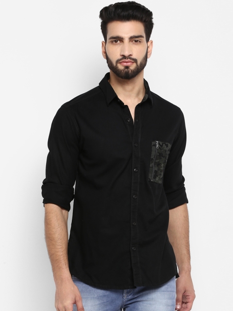 

Mufti Men Black Slim Fit Solid Casual Shirt
