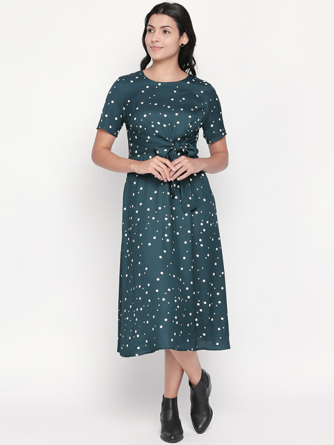 

Honey by Pantaloons Women Printed Green Fit and Flare Dress