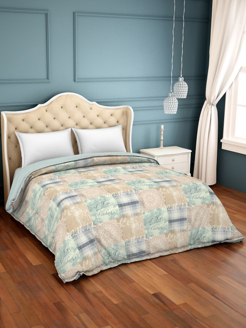 

SPACES Beige Geometric Printed AC Room 150 GSM Sustainable Double Bed Comforter