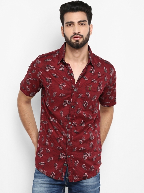 

Mufti Men Maroon Slim Fit Printed Casual Shirt