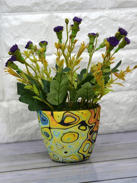 

fancy mart Unisex Blue & Green Artificial Carnations Plant With Pot