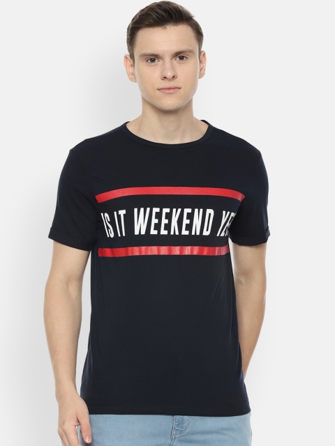 

People Men Black Printed Round Neck T-shirt