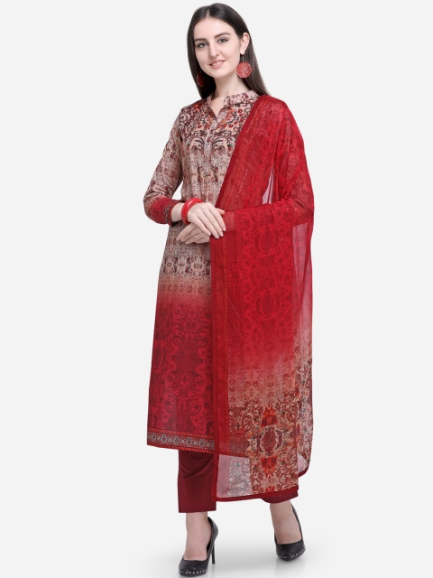 

Stylee LIFESTYLE Maroon Cotton Blend Unstitched Dress Material