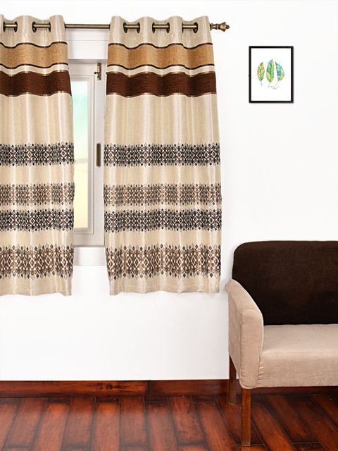 

Ariana Brown & Beige Single Room Darkening Window Curtain