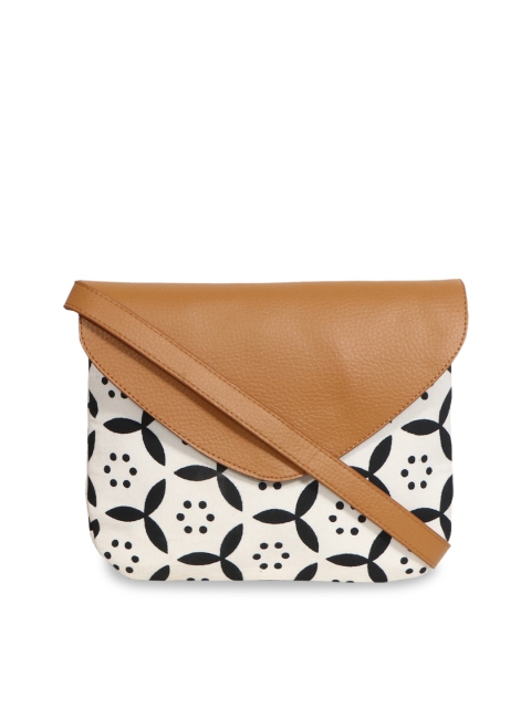 

Diwaah Off-White & Black Printed Handmade Sling Bag
