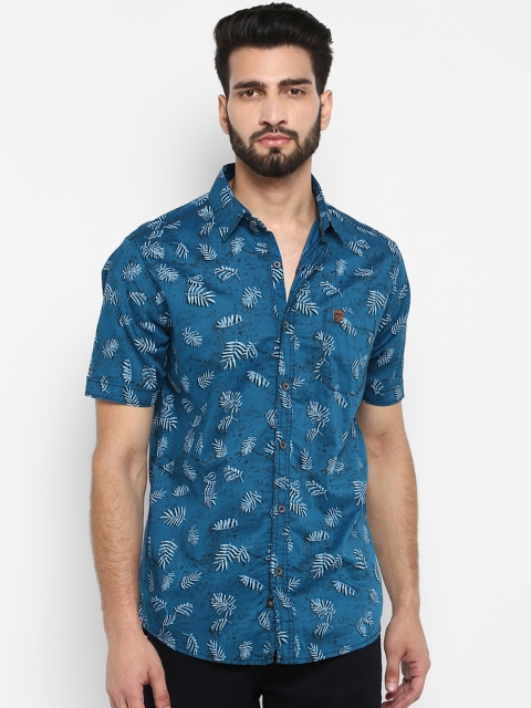 

Mufti Men Teal Slim Fit Printed Casual Shirt