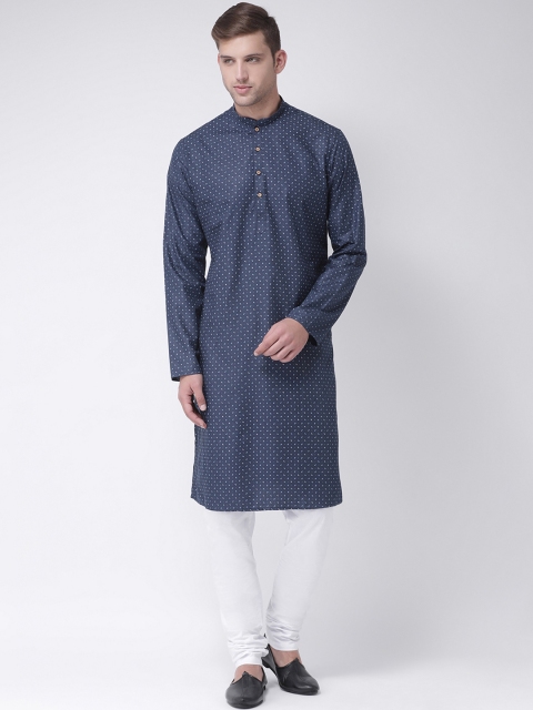 

TABARD Men Blue Printed Straight Kurta