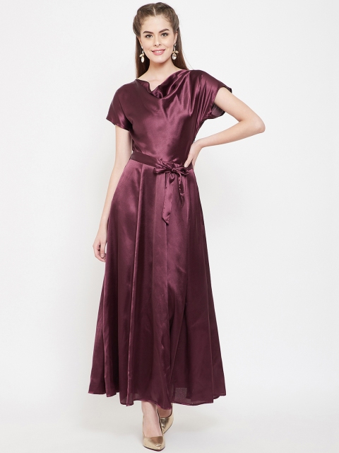 

PANIT Women Burgundy Solid Maxi Dress