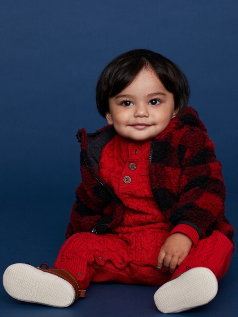 

GAP Boys Red Baby Hooded Check Jacket