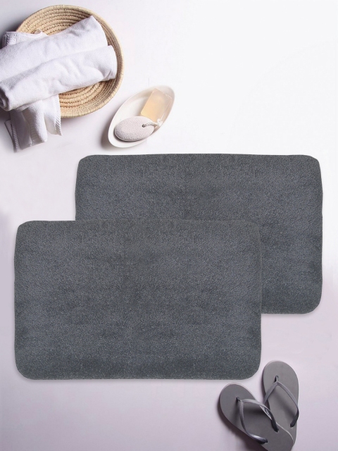 

Bianca Set of 2 Grey Solid Anti-Slip Bath Rugs