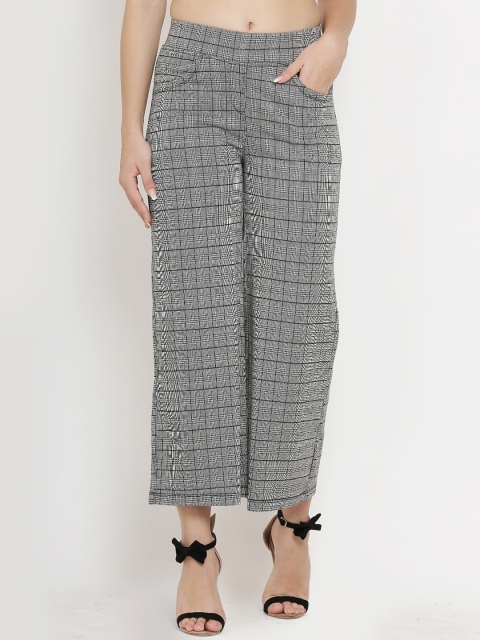 

Westwood Women Black Relaxed Flared Checked Parallel Trousers