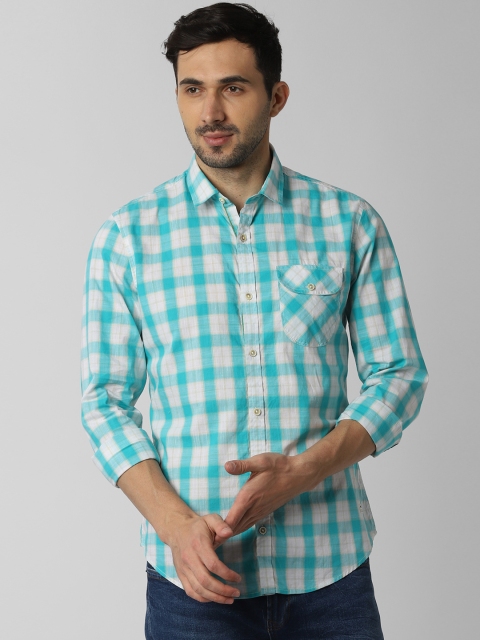 

Peter England Casuals Men Blue Slim Fit Checked Casual Shirt