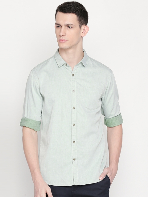 

BYFORD by Pantaloons Men Green Slim Fit Solid Casual Shirt