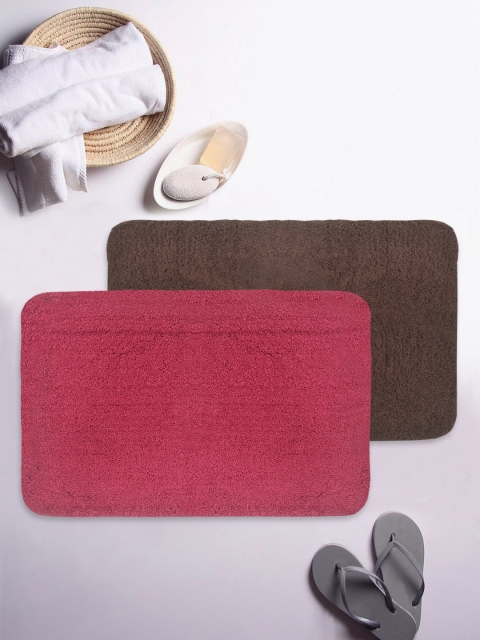

Bianca Set of 2 Solid Anti-Slip Bath Rugs, Red