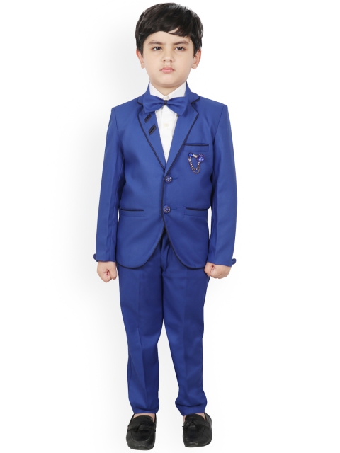 

SG YUVRAJ Boys Blue & White Solid Single-Breasted Suit