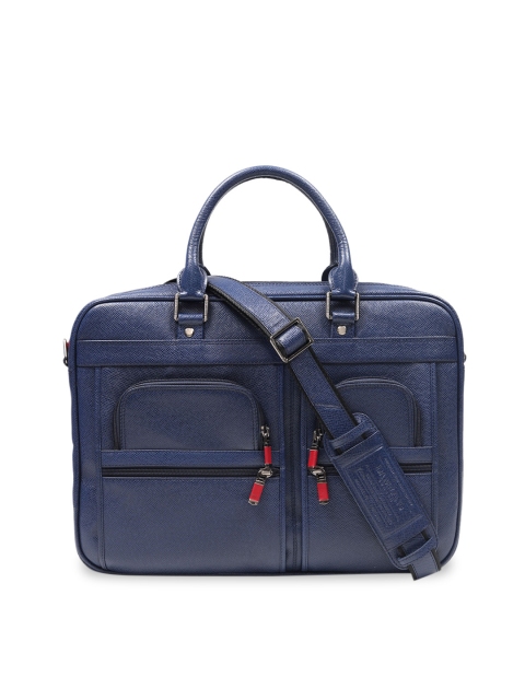 

Da Milano Unisex Blue Textured Leather Laptop Bag